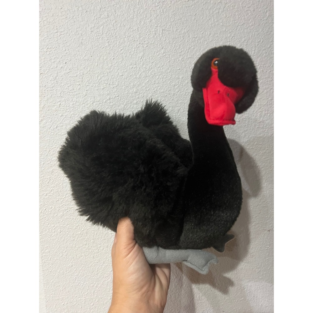 Wild Life Animals Black Swan Plush Stuffed Animal‎ Bird Red Beak 10 Inch